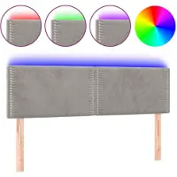 vidaXL Hoofdbord LED 144x5x78/88 cm fluweel lichtgrijs