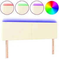 vidaXL Hoofdbord LED 144x5x78/88 cm kunstleer crèmekleurig