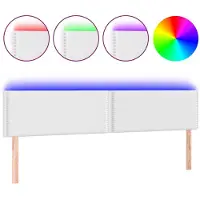 vidaXL Hoofdbord LED 200x5x78/88 cm kunstleer wit