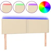vidaXL Hoofdbord LED 144x5x78/88 cm stof crèmekleurig