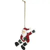 Clayre & Eef Kersthanger Kerstman 8 cm Rood Polyresin Kerstboomversiering Rood Kerstboomversiering