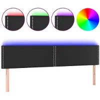 vidaXL Hoofdbord LED 200x5x78/88 cm kunstleer zwart