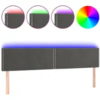 vidaXL Hoofdbord LED 200x5x78/88 cm fluweel donkergrijs