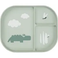 Done by Deer - Foodie compartment plate Croco - Green - 22 x 18 x H 2 cm