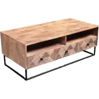 Benoa Jasmin 3 Drawer Coffee Table 120 cm (Naturel, 120x60x45cm)