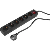 Q-Link Stekkerdoos met Schakelaar - 6-Voudige Verlengkabel met Randaarde - 3 x 1.5 mm - 5 m - Zwart
