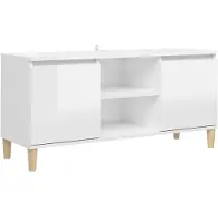 vidaXL Tv-meubel met houten poten 103,5x35x50 cm hoogglans wit