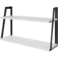 LifeGoods Zwevende Wandplank - 41cm - 2 Laags - Industrieel - Hout - Zwart/Wit