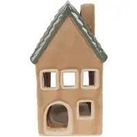 Clayre & Eef Waxinelichthouder Huis 15 cm Bruin Porselein Woondecoratie Bruin Woondecoratie