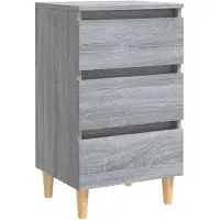 vidaXL Nachtkastje met massief houten poten 40x35x69 cm grijs sonoma