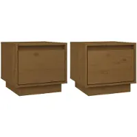 vidaXL Nachtkastjes 2 st 35x34x32 cm massief grenenhout honingbruin