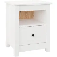 vidaXL Nachtkastje 40x35x49 cm massief grenenhout wit