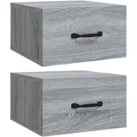 vidaXL Nachtkastjes 2 st wandgemonteerd 35x35x20 cm grijs sonoma eiken