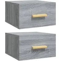 vidaXL Nachtkastjes 2 st wandgemonteerd 35x35x20 cm grijs sonoma eiken