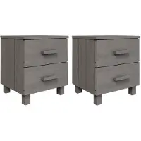vidaXL Nachtkastjes HAMAR 2 st 40x35x44,5 cm grenenhout lichtgrijs