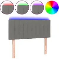 vidaXL Hoofdbord LED 100x5x78/88 cm stof donkergrijs