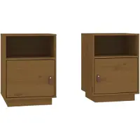 vidaXL Nachtkastjes 2 st 40x34x55 cm massief grenenhout honingbruin