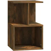 vidaXL Nachtkastje 35x35x55 cm bewerkt hout gerookt eikenkleurig