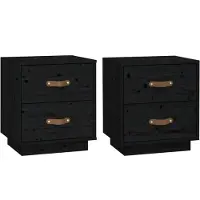 vidaXL Nachtkastjes 2 st 40x34x45 cm massief grenenhout zwart
