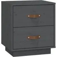vidaXL Nachtkastje 40x34x45 cm massief grenenhout grijs