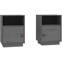 vidaXL Nachtkastjes 2 st 40x34x55 cm massief grenenhout grijs