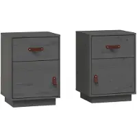 vidaXL Nachtkastjes 2 st 40x34x55 cm massief grenenhout grijs