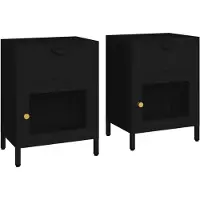 vidaXL Nachtkastjes 2 st 40x30x54,5 cm staal en glas zwart