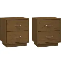 vidaXL Nachtkastjes 2 st 40x34x45 cm massief grenenhout honingbruin