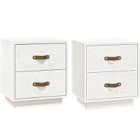 vidaXL Nachtkastjes 2 st 40x34x45 cm massief grenenhout wit