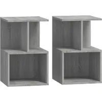 vidaXL Nachtkastjes 2 st 35x35x55 cm bewerkt hout grijs sonoma eiken