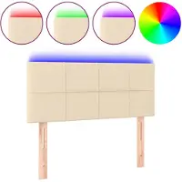 vidaXL Hoofdbord LED 80x5x78/88 cm stof crèmekleurig