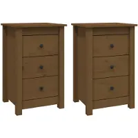 vidaXL Nachtkastjes 2 st 40x35x61,5 cm massief grenenhout honingbruin
