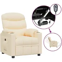 vidaXL Fauteuil verstelbaar elektrisch stof crèmekleurig