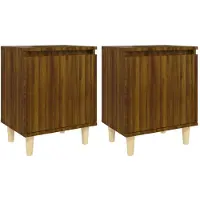 vidaXL Nachtkastjes 2 st met houten poten 40x30x50 cm bruin eikenkleur