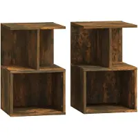 vidaXL Nachtkastjes 2 st 35x35x55 cm bewerkt hout gerookt eikenkleurig