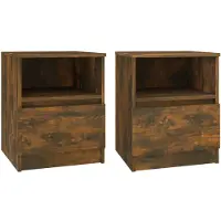 vidaXL Nachtkastjes 2 st 40x40x50 cm bewerkt hout gerookt eikenkleurig