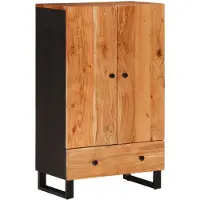 vidaXL Hoge kast met lade 60x33x100 cm massief acaciahout en ijzer
