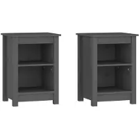vidaXL Nachtkastjes 2 st 40x35x55 cm massief grenenhout grijs