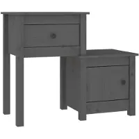 vidaXL Nachtkastje 79,5x38x65,5 cm massief grenenhout grijs