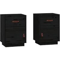 vidaXL Nachtkastjes 2 st 40x34x55 cm massief grenenhout zwart