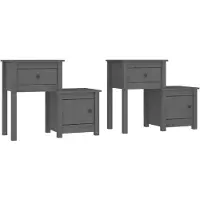vidaXL Nachtkastjes 2 st 79,5x38x65,5 cm massief grenenhout grijs