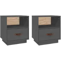 vidaXL Nachtkastjes 2 st 40x34x45 cm massief grenenhout grijs