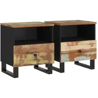vidaXL Nachtkastjes 2 st massief gerecycled hout en bewerkt hout