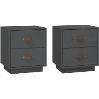 vidaXL Nachtkastjes 2 st 40x34x45 cm massief grenenhout grijs