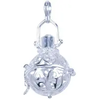 MOOYE ® - Collectie Zilveren Herdenksieraad Te openen bol met messing klankkogel ketting hanger