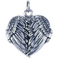 MOOYE ® - Collectie Zilveren Foto medaillon hart ketting hanger - Vleugels - 2 foto's