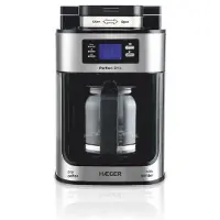 Haeger CM-10B.010A, koffiezetapparaat voor filterkoffie, 1,25 liter, geschikt voor gemalen koffie, 1050 W, zwart, zilver
