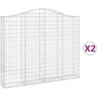 vidaXL Gabionen met boogvorm, 2 stuks, 200x30x160/180 cm, verzinkt staal