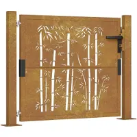 vidaXL Poort met bamboe-ontwerp 100x75 cm cortenstaal