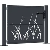 vidaXL Poort 100x100 cm met grasontwerp staal antracietkleurig